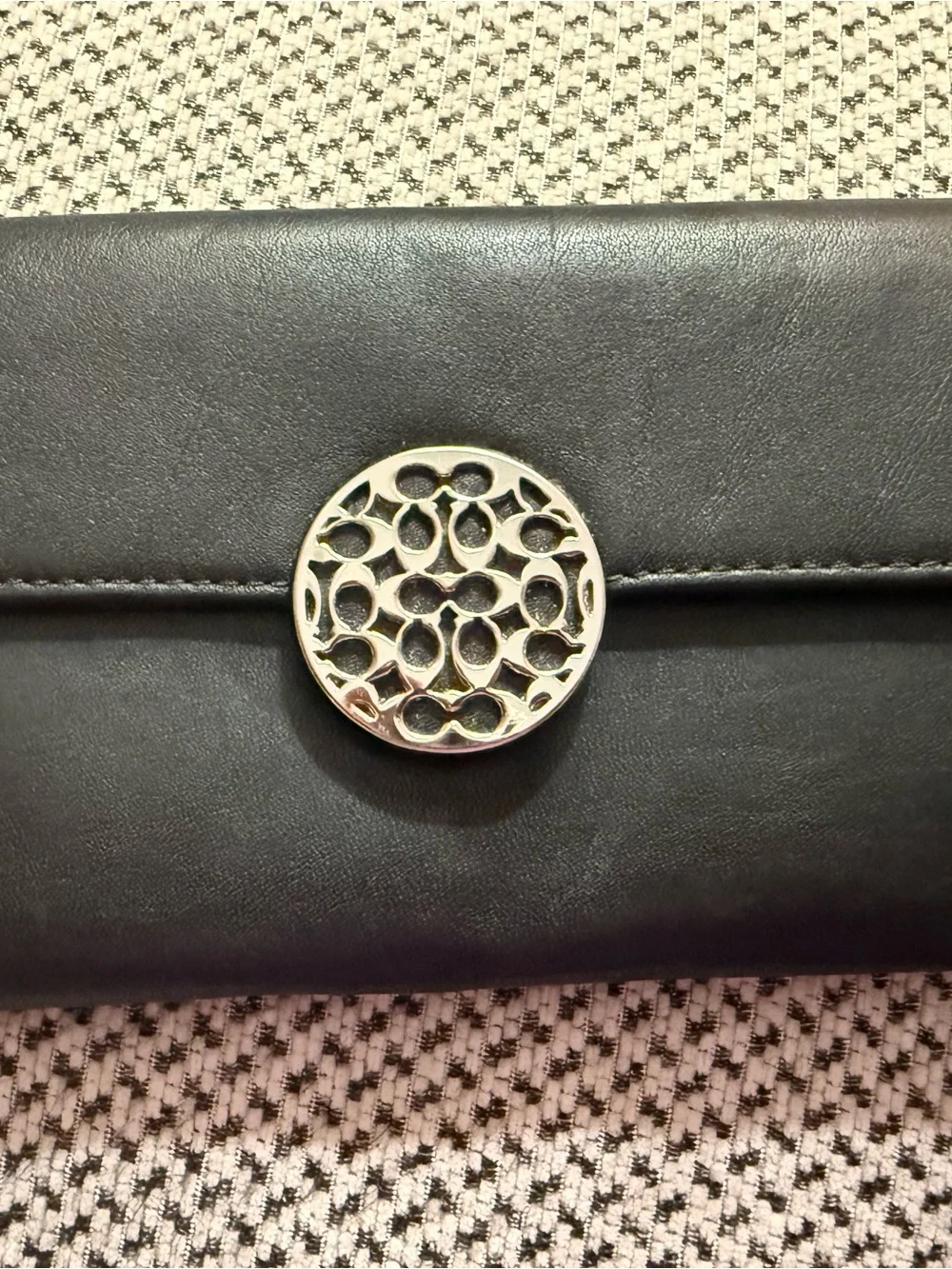 COACH ALEXANDRA BLACK LEATHER SLIM ENVELOPE F46148SV